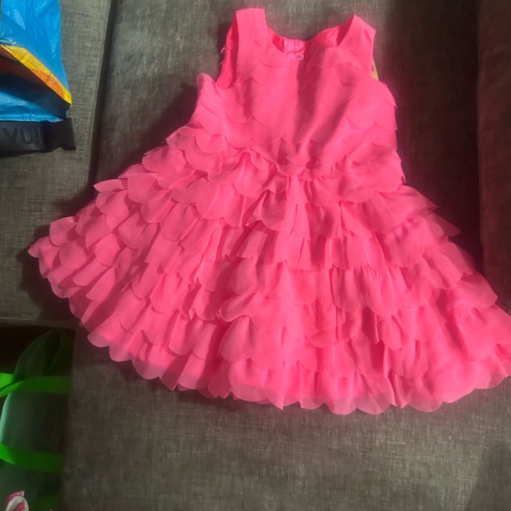 Pink Ruffled Kids Formal Dress - Picture 2 of 2